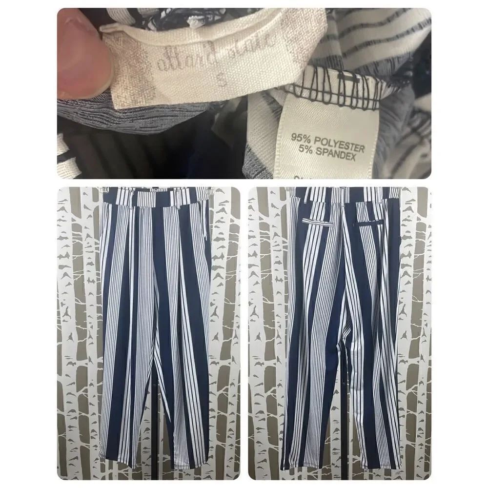 altard’d state Navy Blue & White Striped High Waist Tapered Leg Pants sz S